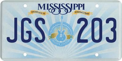 MS license plate JGS203