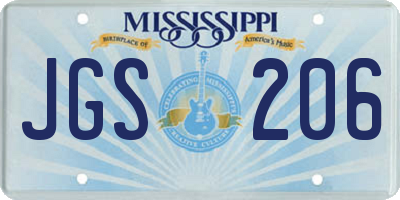 MS license plate JGS206