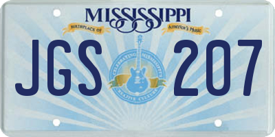 MS license plate JGS207