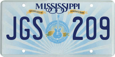 MS license plate JGS209