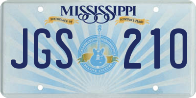 MS license plate JGS210