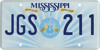 MS license plate JGS211