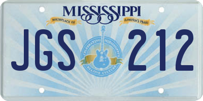 MS license plate JGS212