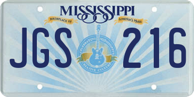MS license plate JGS216