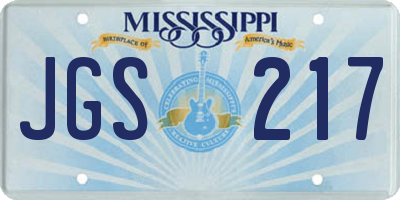 MS license plate JGS217