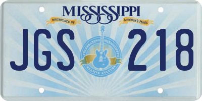 MS license plate JGS218