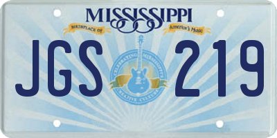 MS license plate JGS219