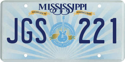 MS license plate JGS221