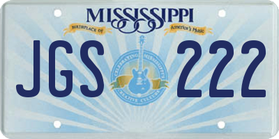 MS license plate JGS222