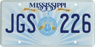 MS license plate JGS226