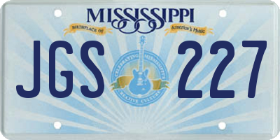 MS license plate JGS227