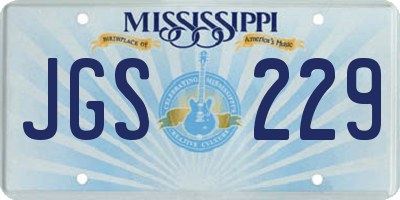 MS license plate JGS229