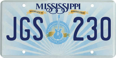 MS license plate JGS230