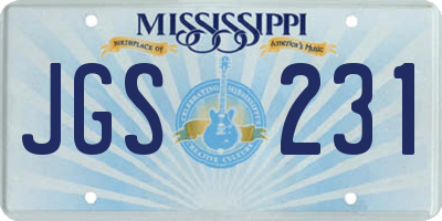 MS license plate JGS231