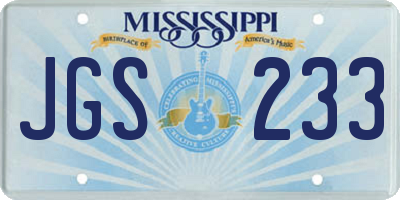 MS license plate JGS233