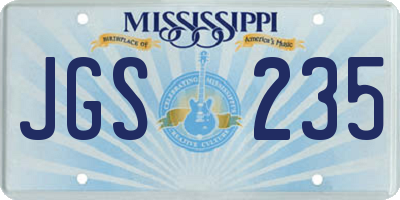 MS license plate JGS235