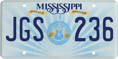 MS license plate JGS236