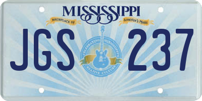 MS license plate JGS237