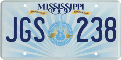 MS license plate JGS238
