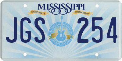 MS license plate JGS254