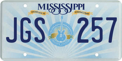 MS license plate JGS257