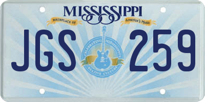 MS license plate JGS259