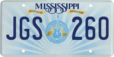 MS license plate JGS260