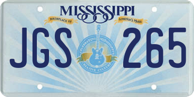 MS license plate JGS265