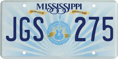 MS license plate JGS275