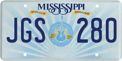 MS license plate JGS280