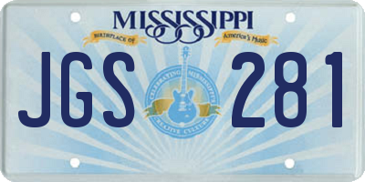 MS license plate JGS281