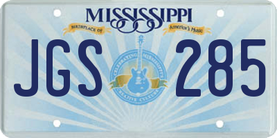 MS license plate JGS285