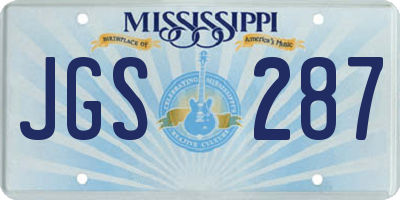 MS license plate JGS287