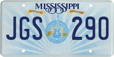 MS license plate JGS290