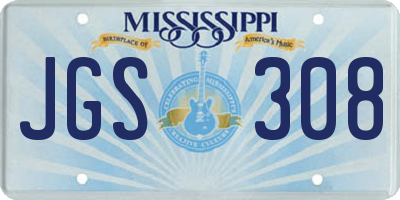 MS license plate JGS308