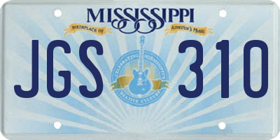 MS license plate JGS310