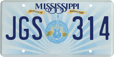 MS license plate JGS314