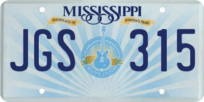 MS license plate JGS315