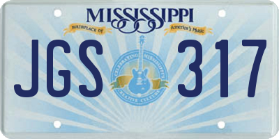 MS license plate JGS317
