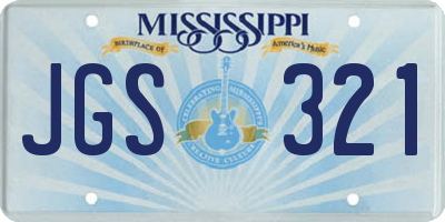 MS license plate JGS321