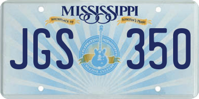 MS license plate JGS350