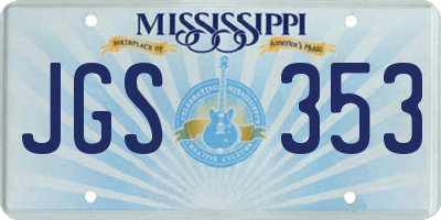 MS license plate JGS353