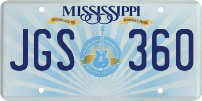 MS license plate JGS360