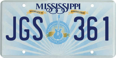 MS license plate JGS361