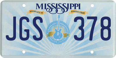MS license plate JGS378