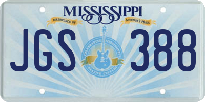 MS license plate JGS388
