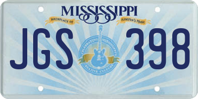 MS license plate JGS398