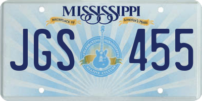 MS license plate JGS455