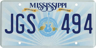 MS license plate JGS494