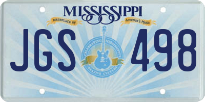 MS license plate JGS498